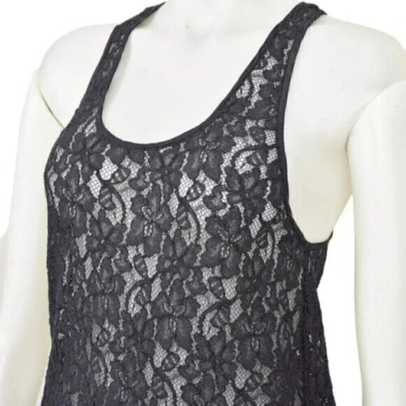 Aritzia Wilfred Madeline Grey Sheer Lace Floral Racerback Tank‎ Top Size XS - Picture 3 of 6